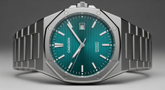 Cadisen Ocean Pulse Automatic – Teal Gradient Dial with Integrated Steel Bracelet
