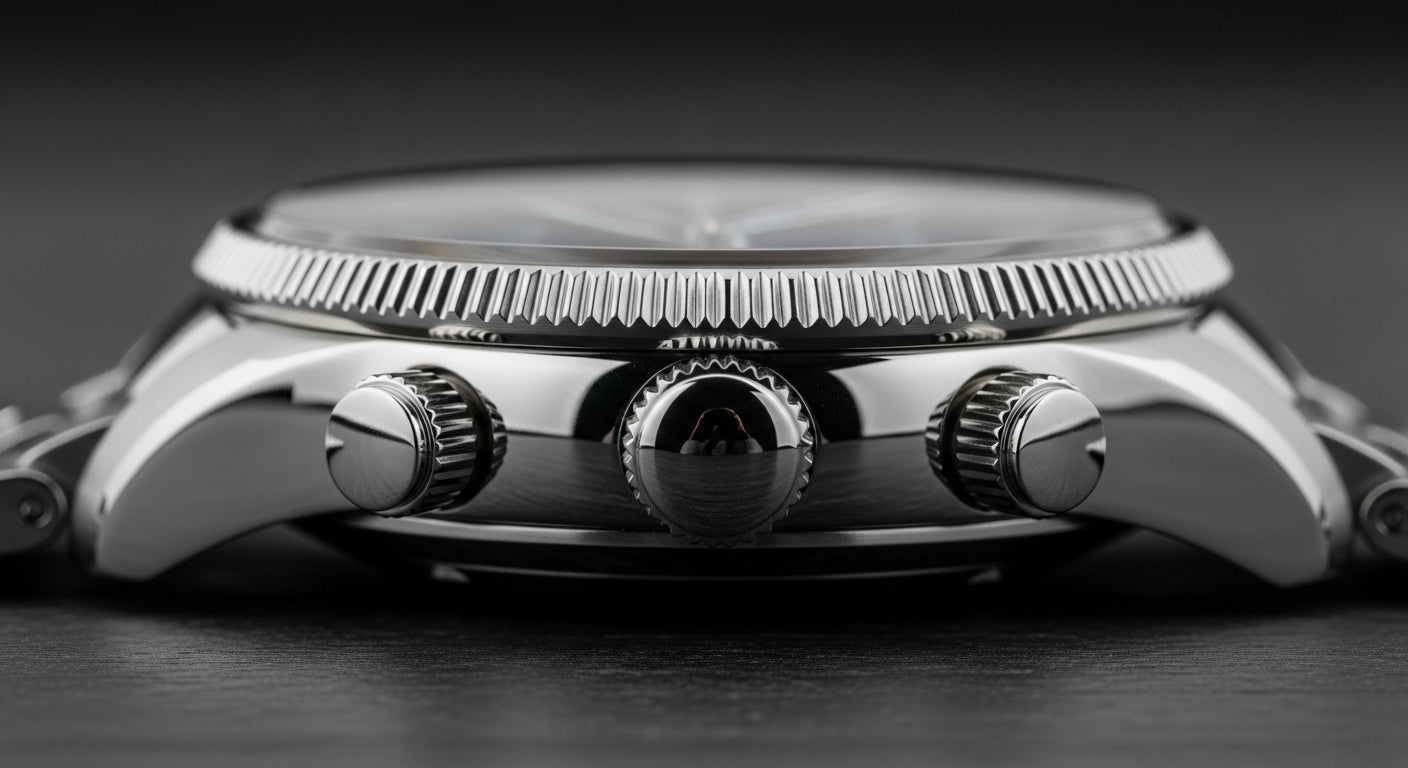 Military Heritage Aviator Chronograph – Slate Grey Dial with Gold Accents & Steel Bracelet